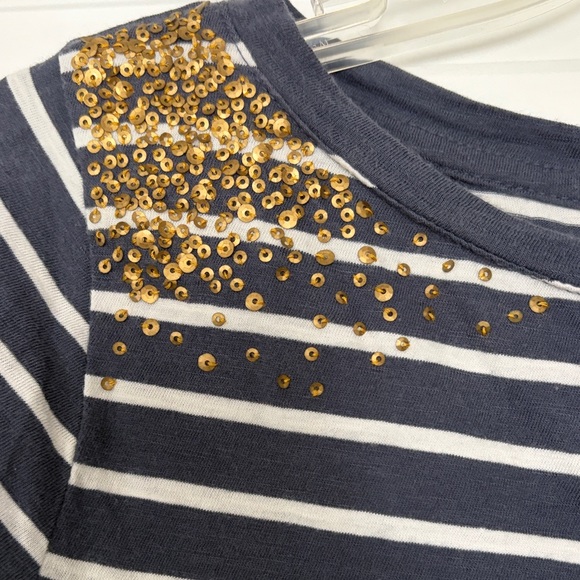 Merona Blue and White Striped Cotton Tee - Picture 3 of 4